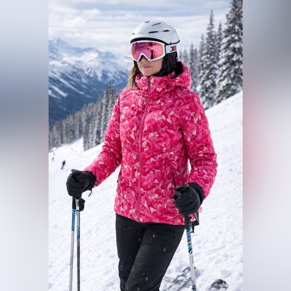 Peak Performance Jacket Down Ski Pink Print W JUN PR J Thermolite Sz Small❤️